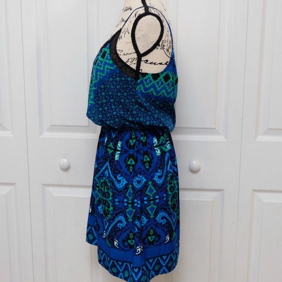 EXPRESS Dark Flower Mini Dress with Sheer details Whimsigoth - Picture 5 of 9